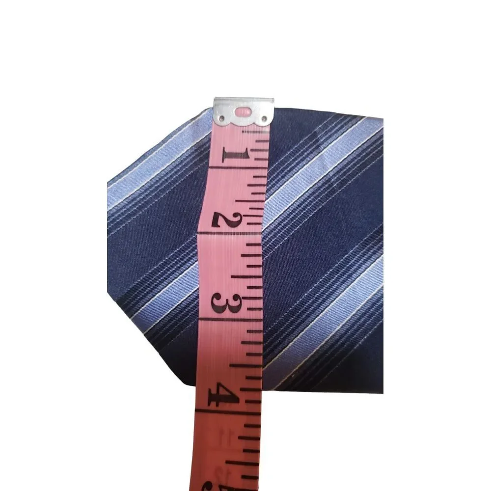 J. Ferrar 100% Silk Neck Tie Navy Blue & Lt Blue Stripes‎ Men Necktie